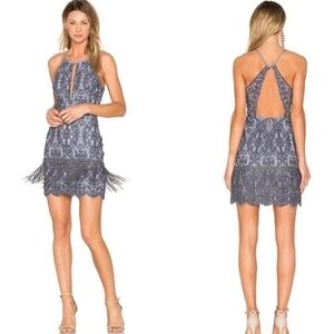 Saylor Blue Julie Lace Fringe Hem Dress M
